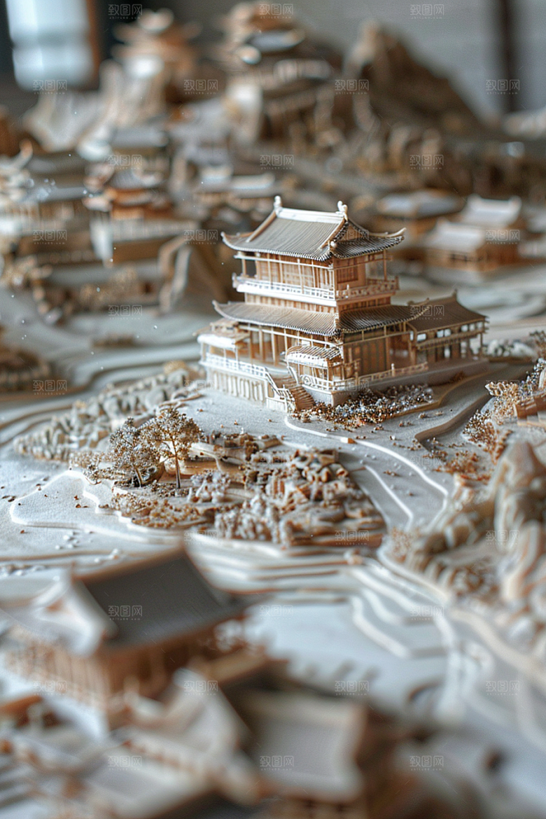 国潮光效建筑赛博朋克潮流模型
