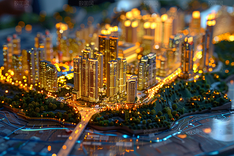 国潮光效建筑质感3D模型