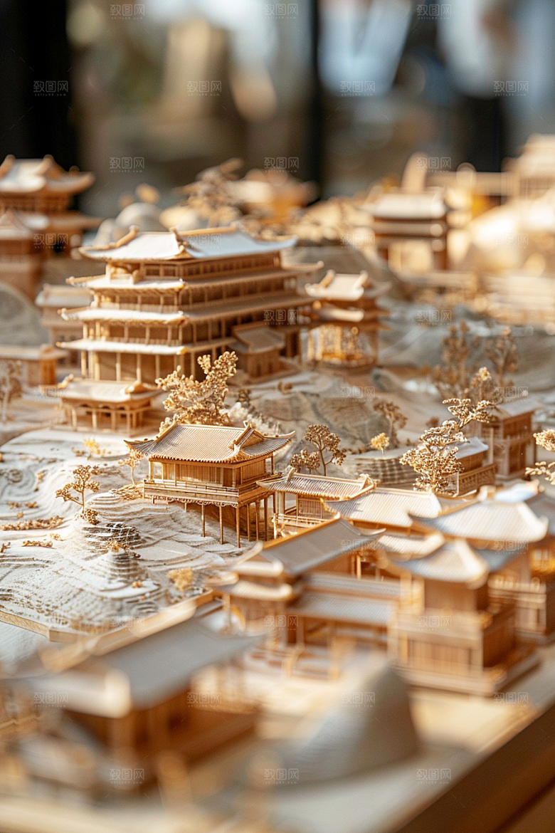 国潮光效建筑幻想风梦幻模型