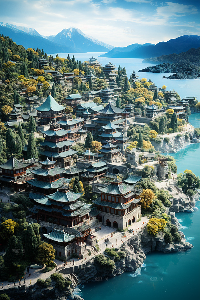 国潮光效建筑赛博朋克时尚模型
