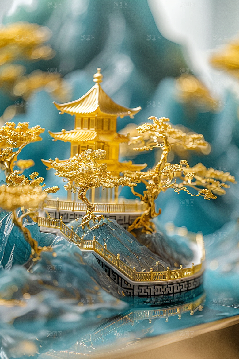 国潮光效建筑超现实高清模型