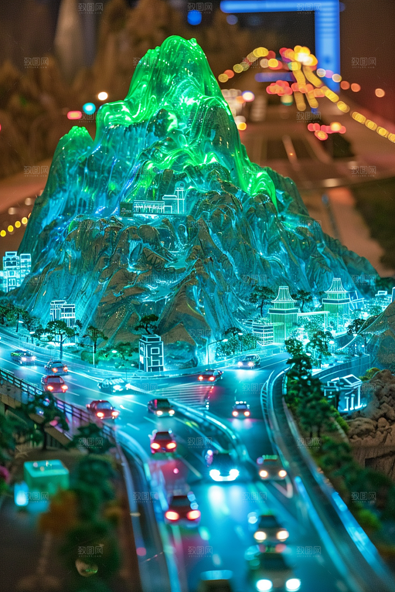 国潮光效建筑超现实3D模型
