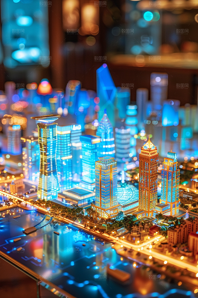 国潮光效建筑超现实幻想风模型