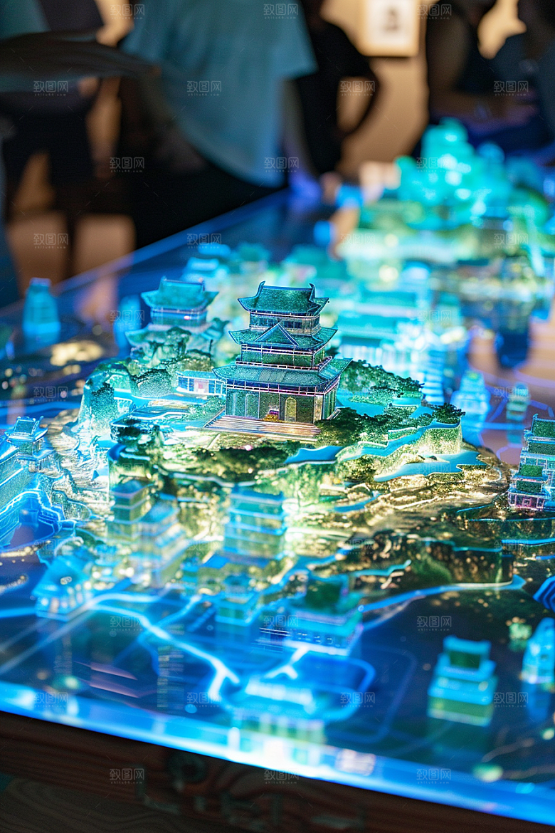 国潮光效建筑梦幻高清模型