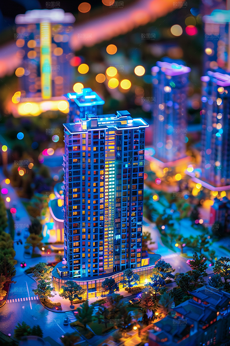 国潮光效建筑传统梦幻模型