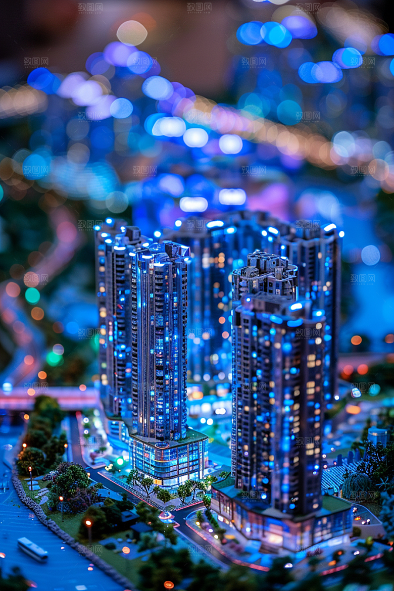 国潮光效建筑超现实中国风模型