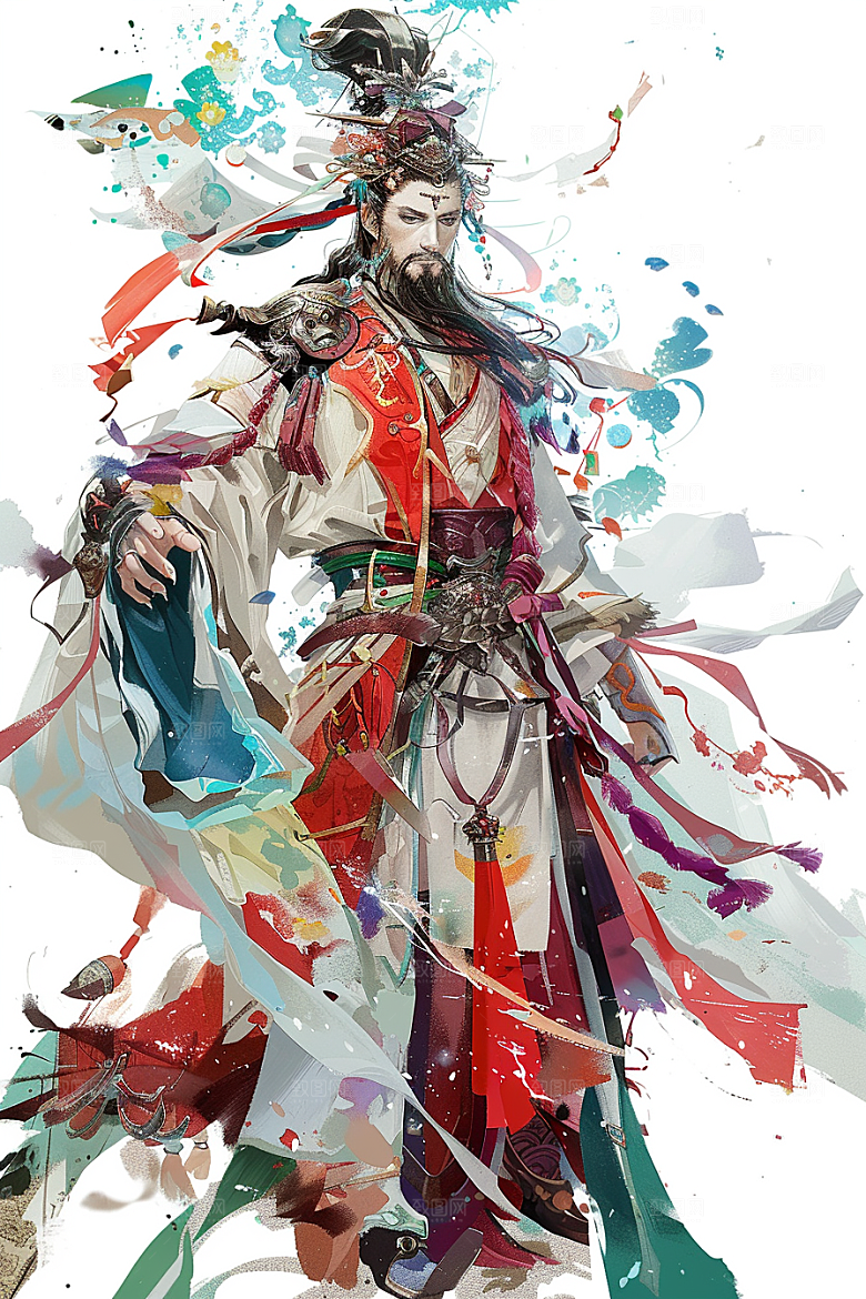 神话人物送神国潮插画