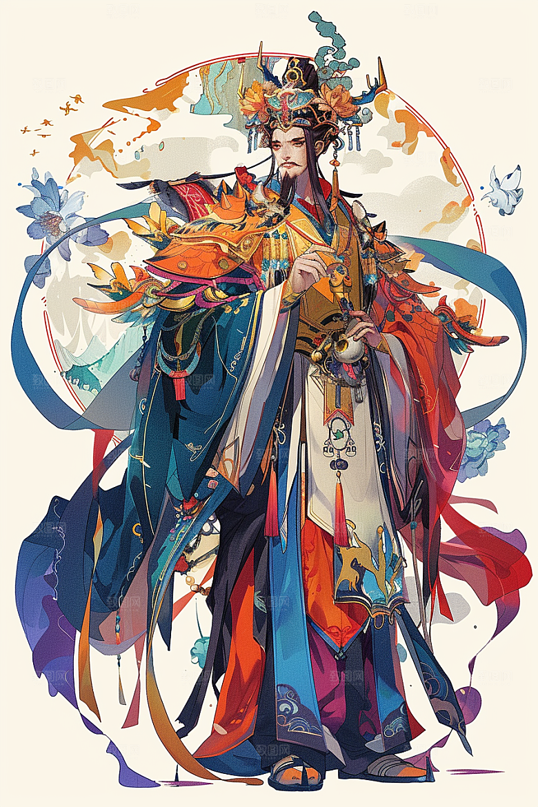 神话人物送神传说插画