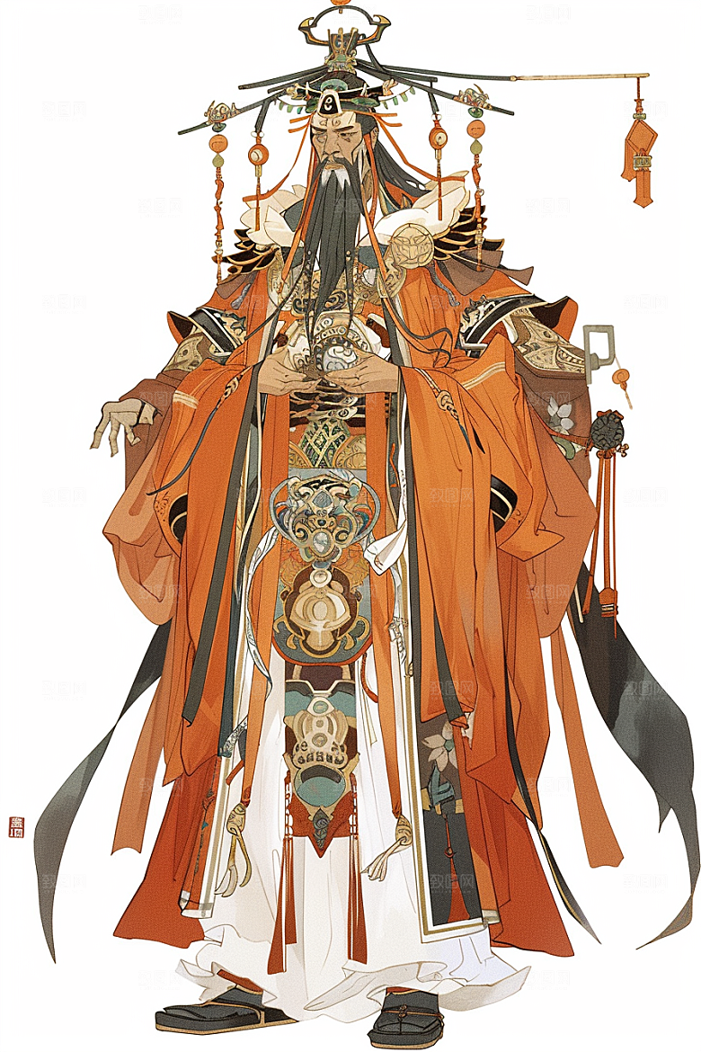 神话人物手绘肖像插画