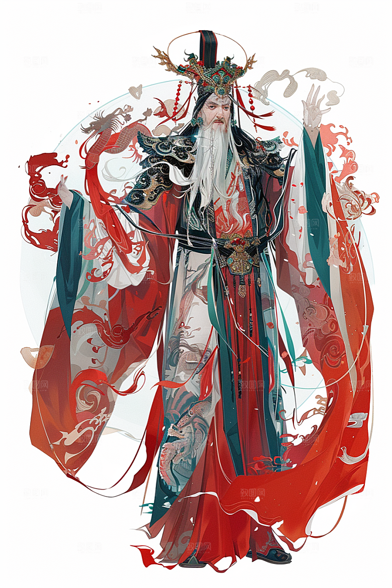 神话人物神仙送神插画