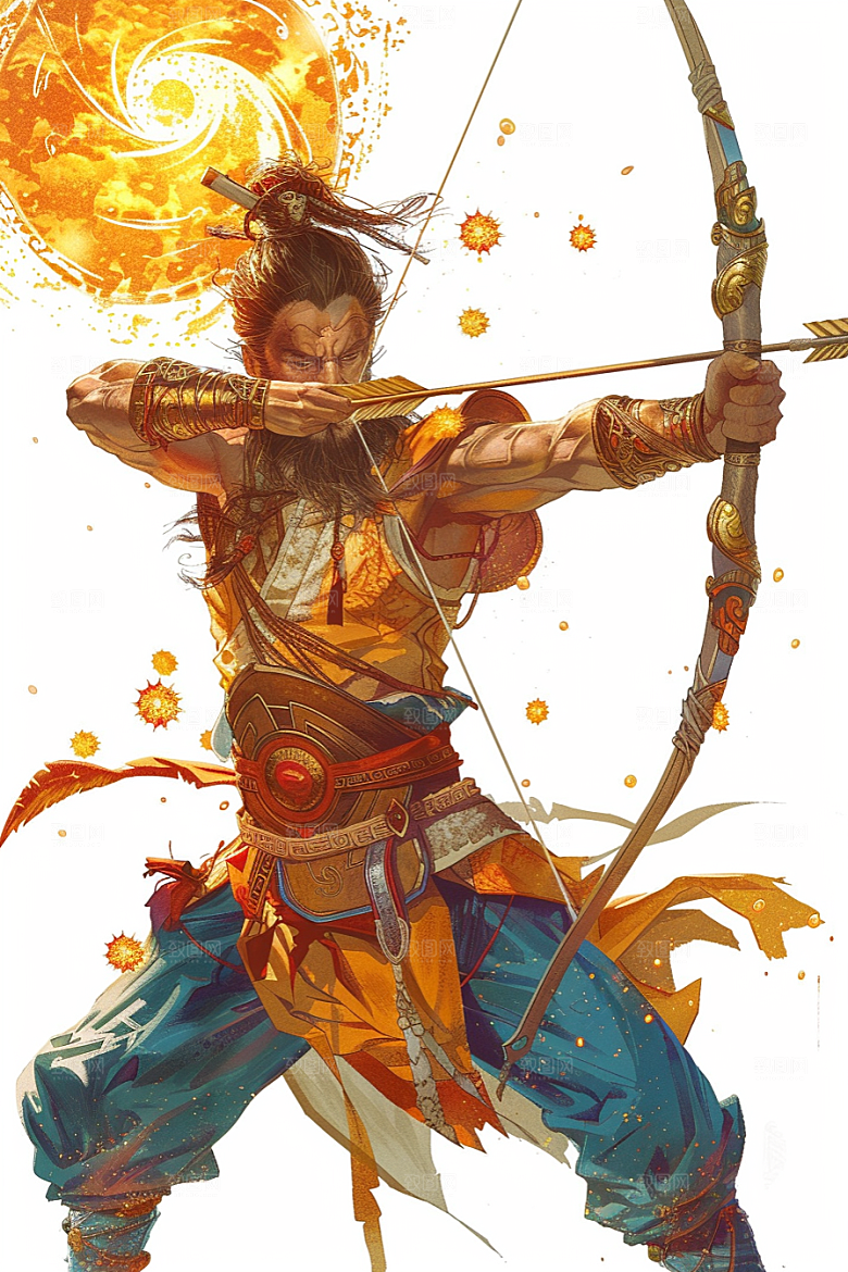 神话人物中国风迎神插画