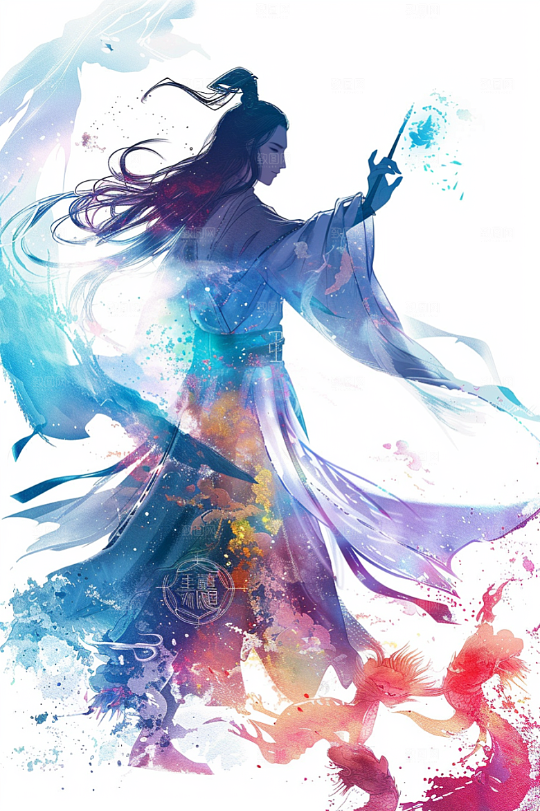 神话人物神像传统插画