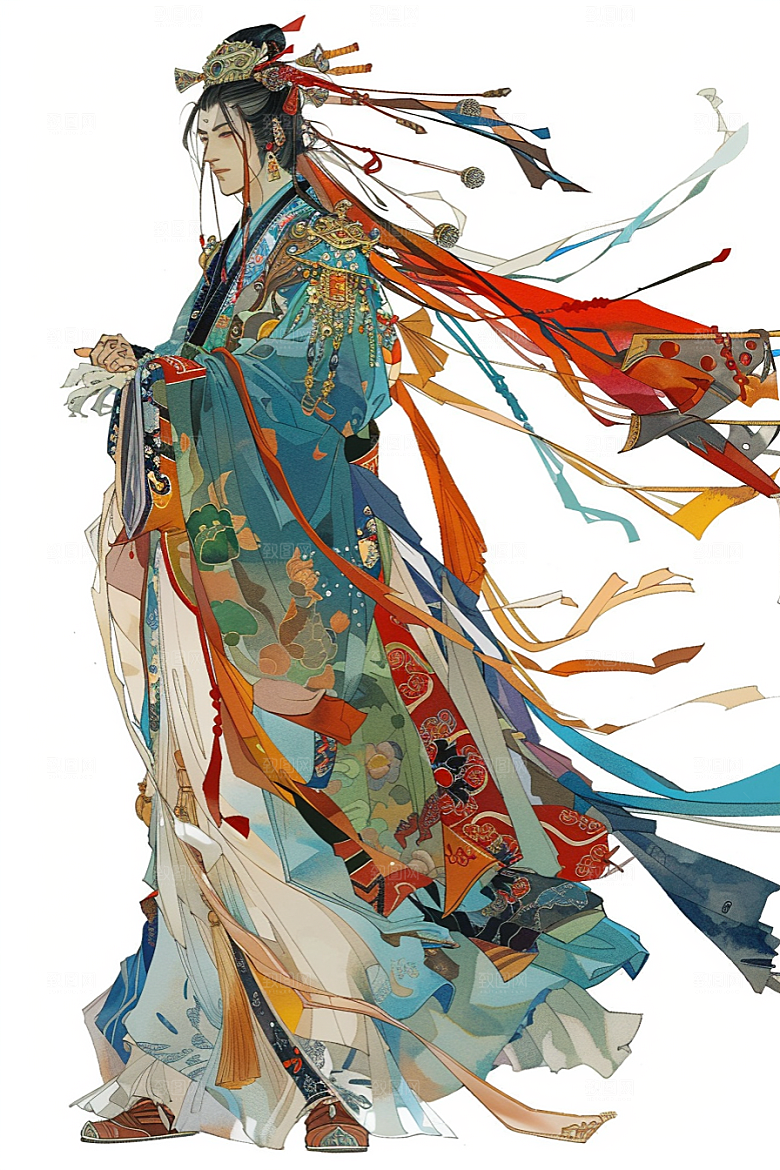 神话人物幻想迎神插画