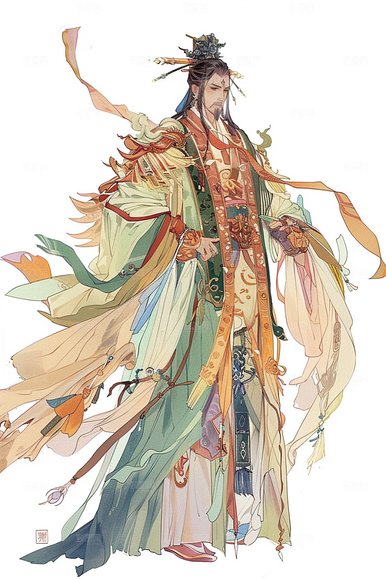神话人物神像送神插画