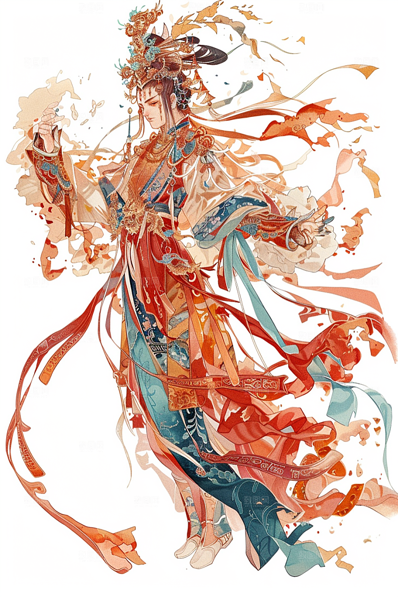 神话人物国潮人物插画