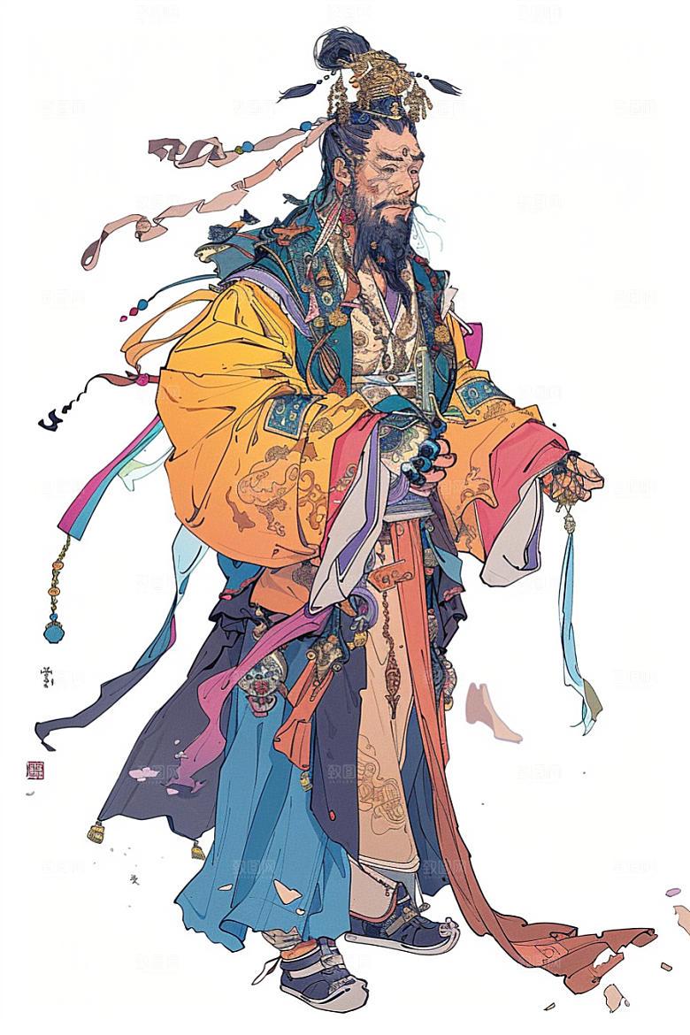 神话人物手绘国潮插画