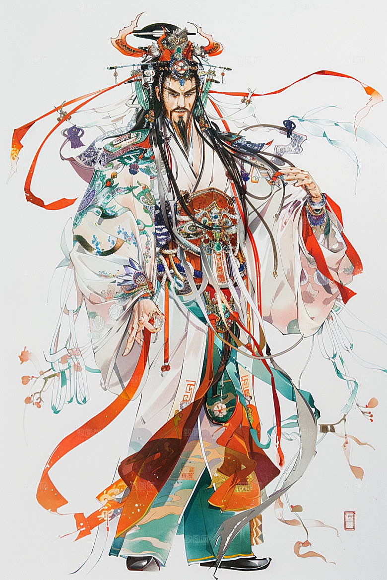 神话人物送神人物插画