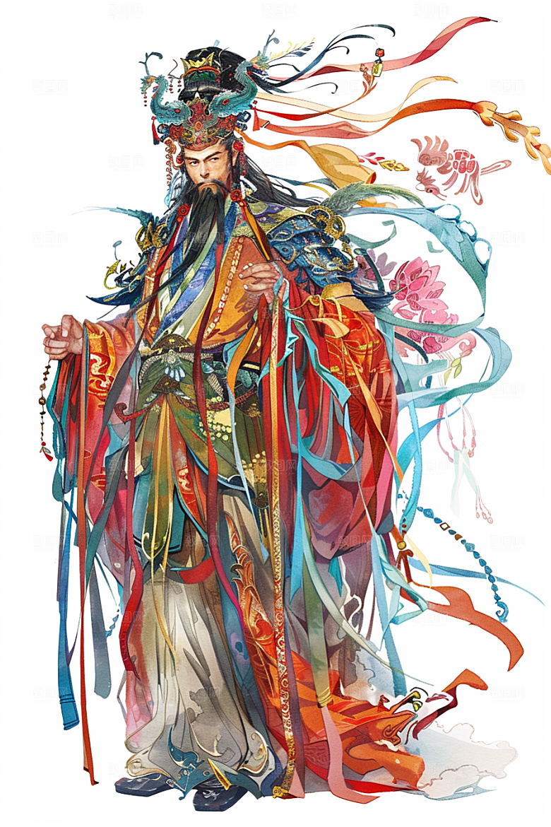 神话人物神仙迎神插画