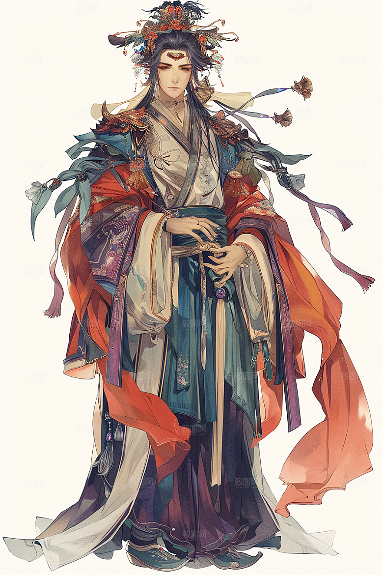 神话人物送神传说插画