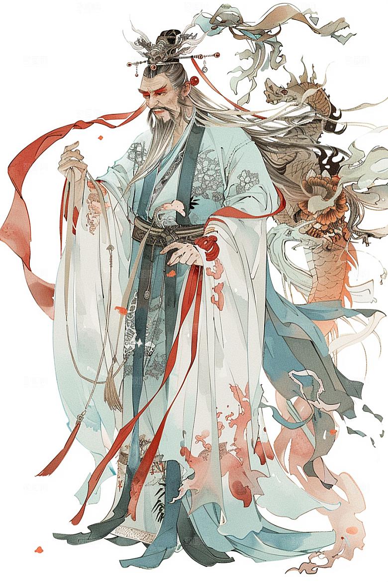 神话人物门神送神插画