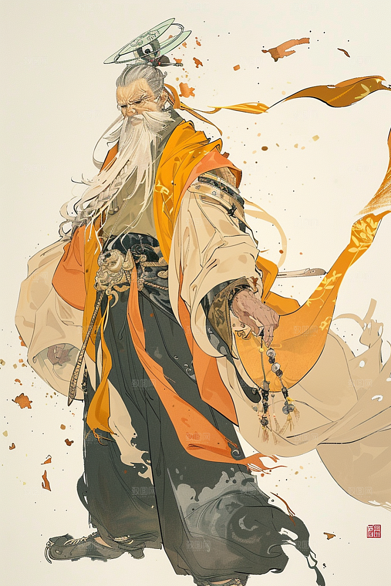 神话人物中国风手绘插画