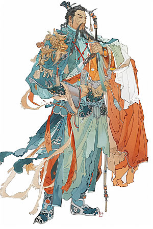 神话人物中国风传统插画