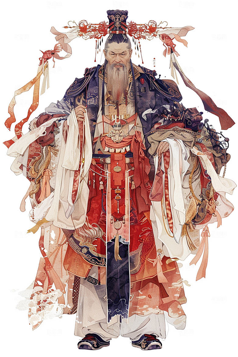 神话人物国潮门神插画