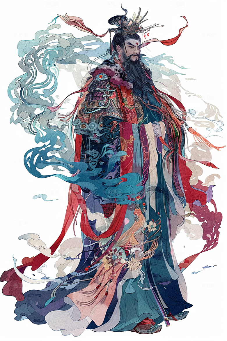 神话人物迎神送神插画