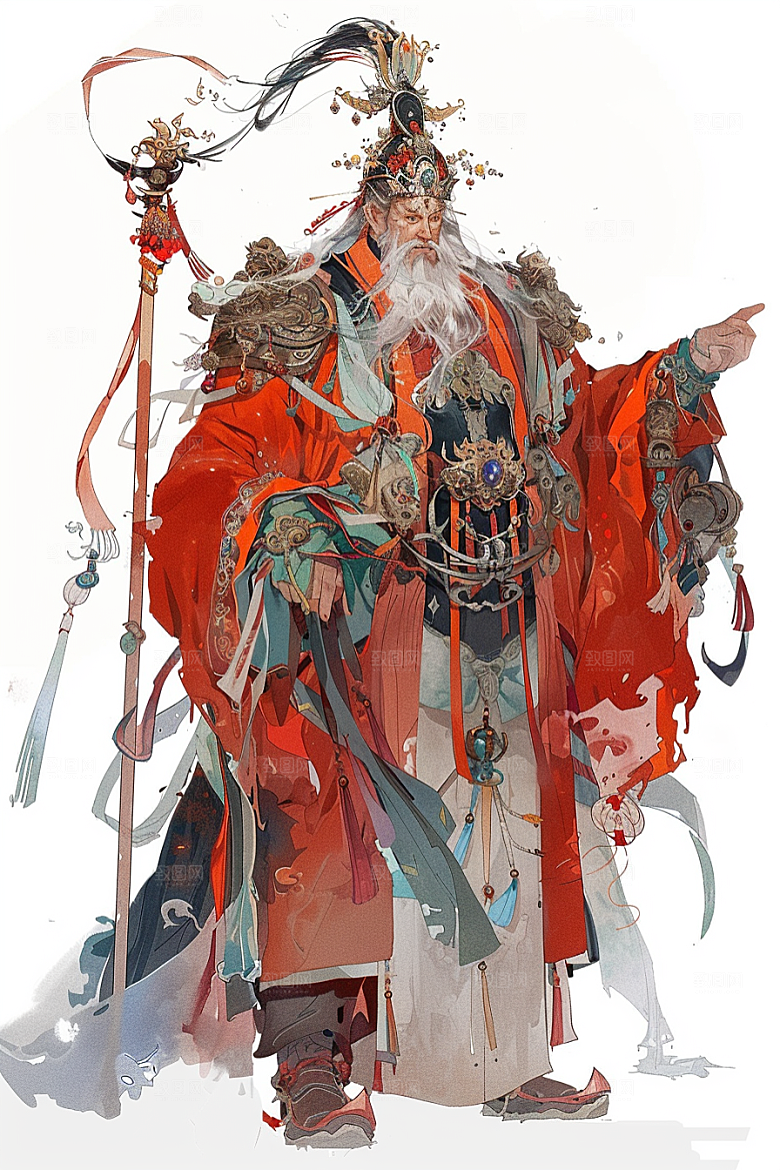 神话人物门神国潮插画