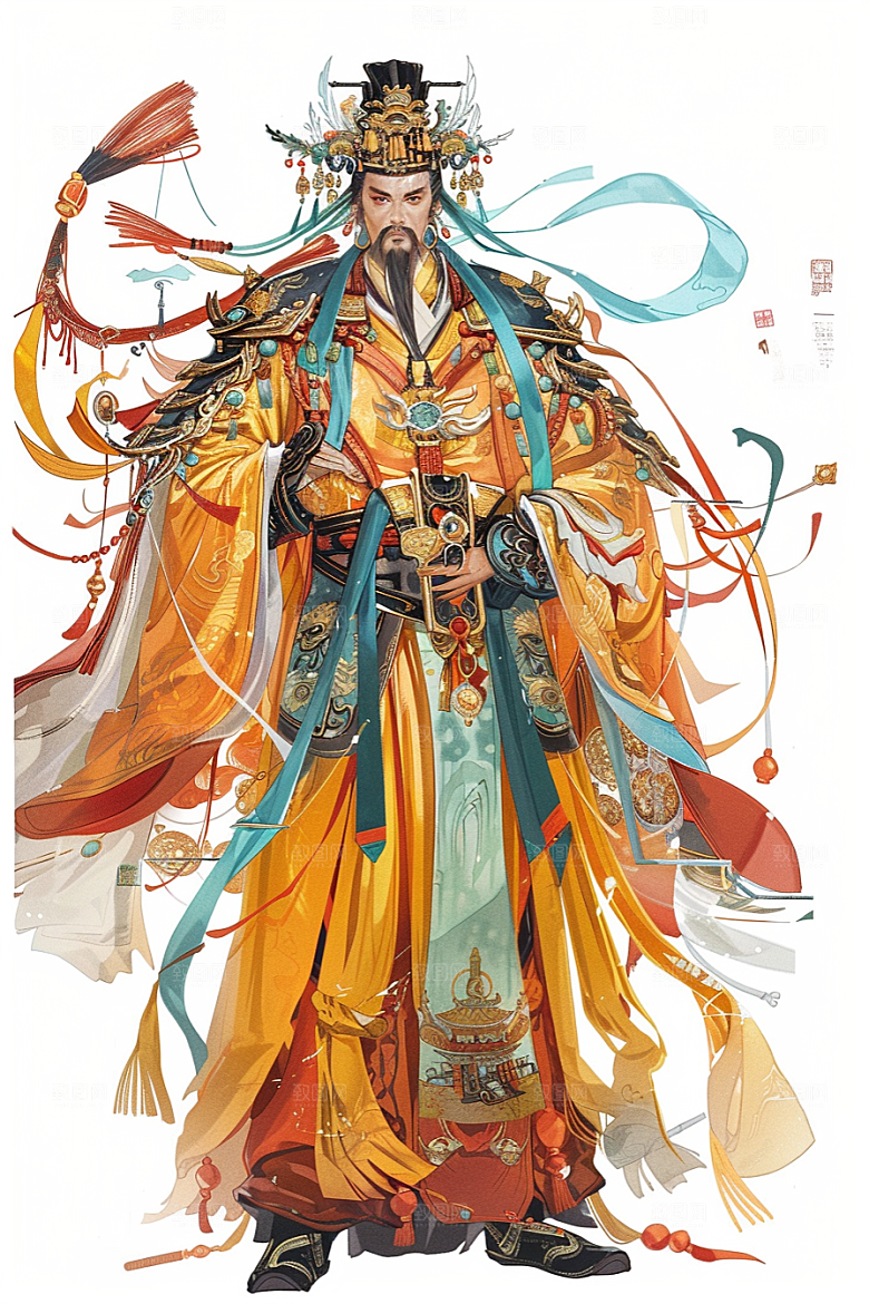 神话人物迎神神像插画