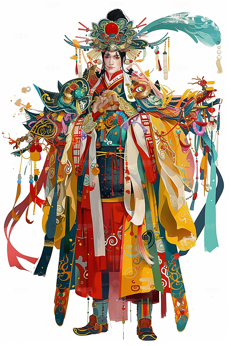 神话人物神仙门神插画