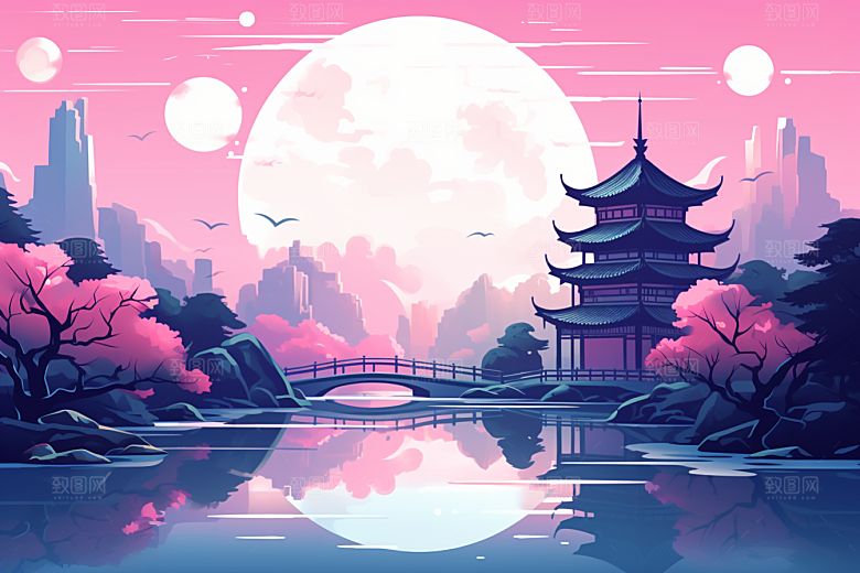 国潮苏州中国风新中式插画