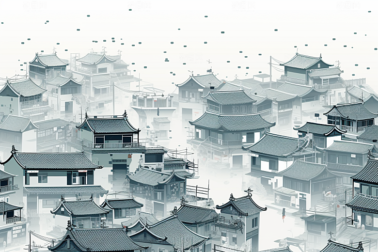 国潮苏州彩色中国风插画