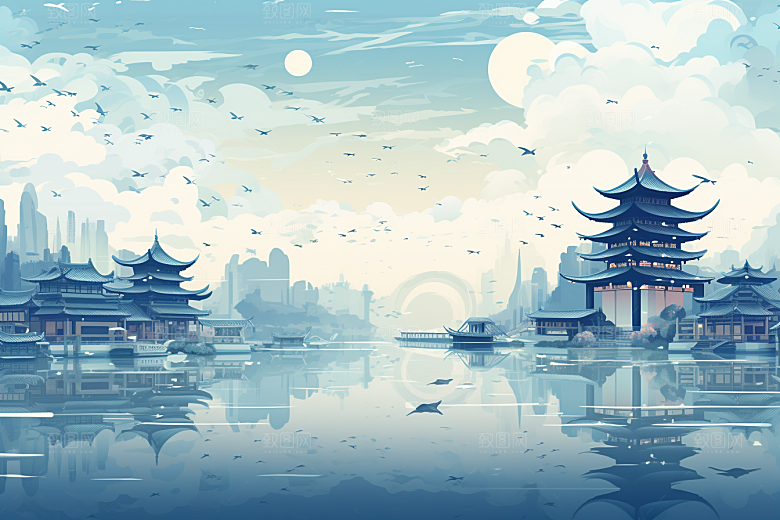 国潮苏州中国风新中式插画