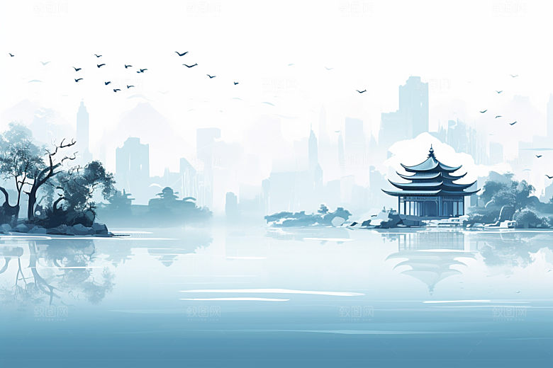国潮苏州高清新中式插画