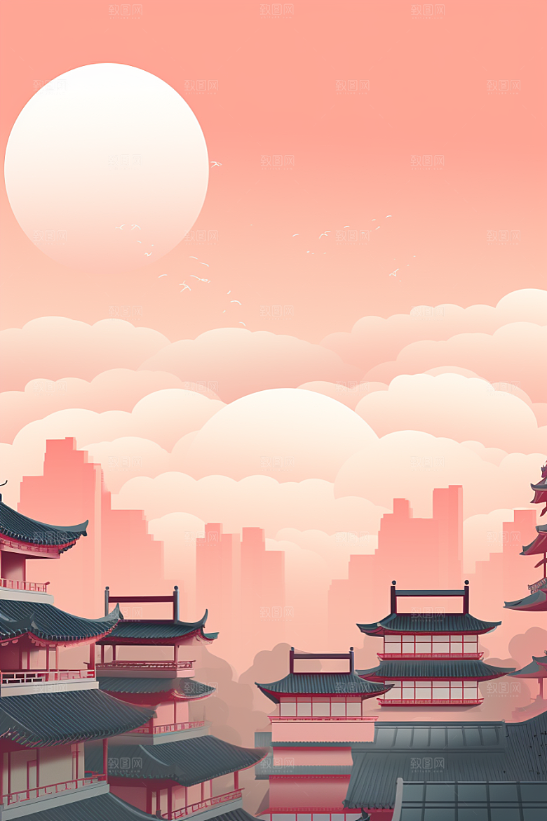 国潮苏州高清彩色插画