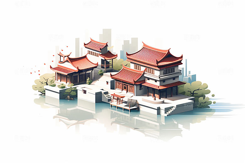 国潮苏州中国风新中式插画