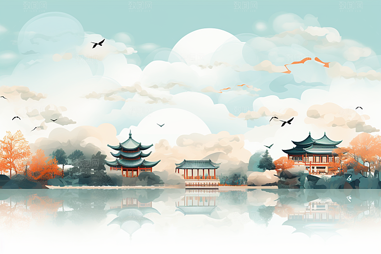国潮苏州中国风高清插画
