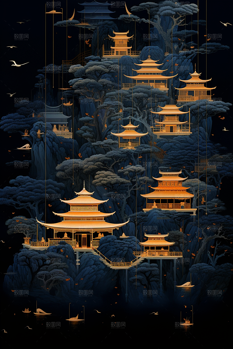国潮苏州高清中国风插画