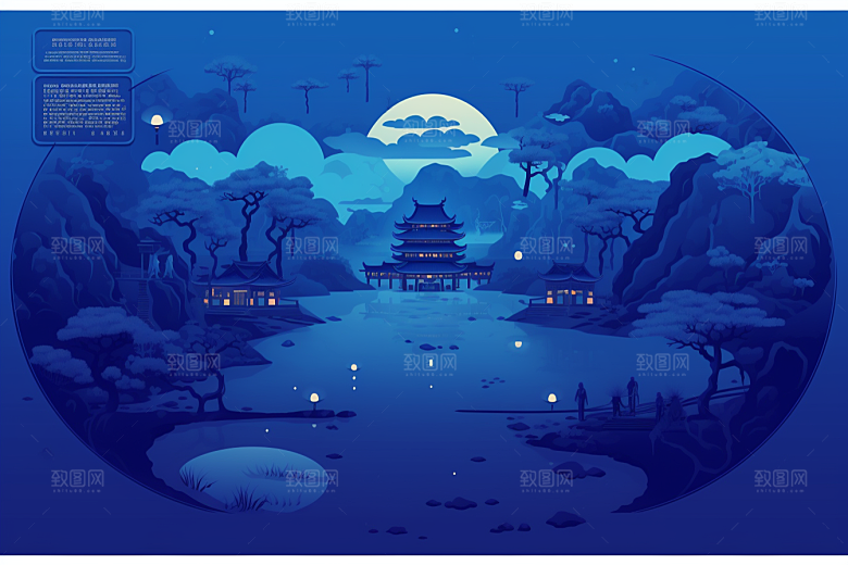 国潮苏州新中式传统风格插画