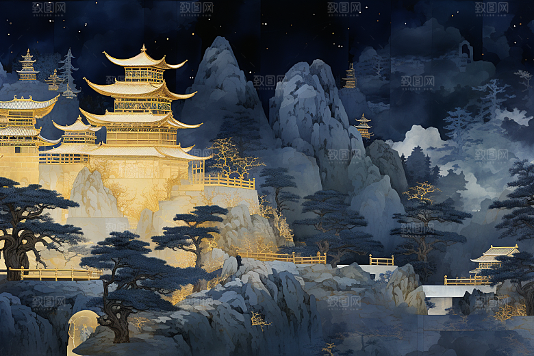 国潮苏州中国风彩色插画
