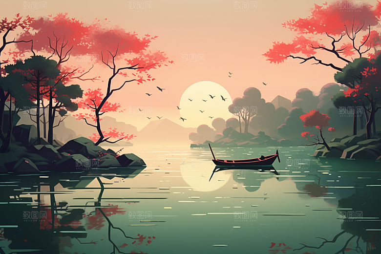 国潮苏州中国风传统风格插画