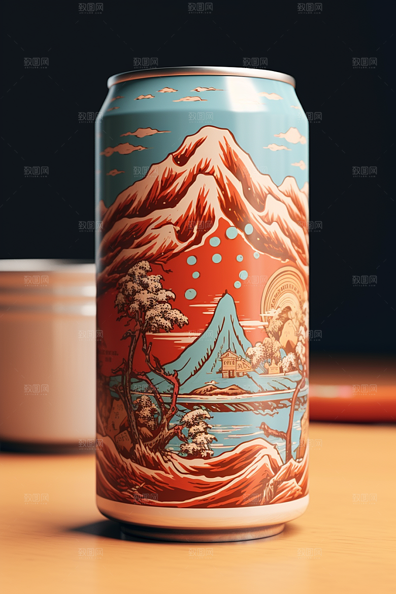 国潮风易拉罐中国风传统艺术模型