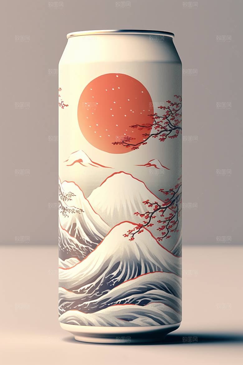 国潮风易拉罐中国风高清模型
