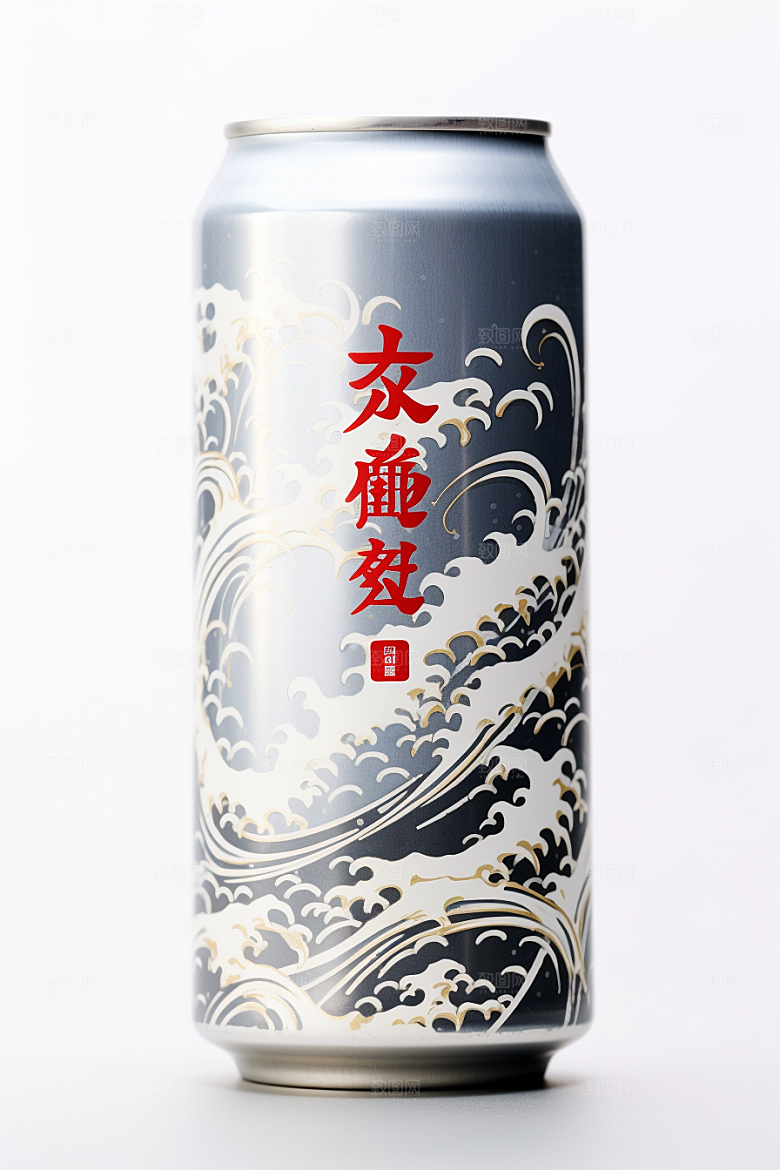 国潮风易拉罐丹青传统艺术模型
