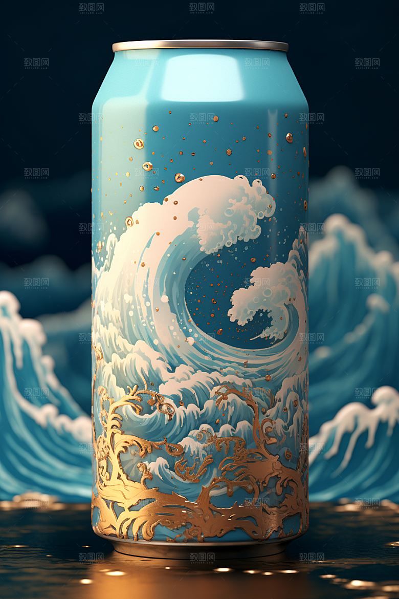 国潮风易拉罐高清传统艺术模型