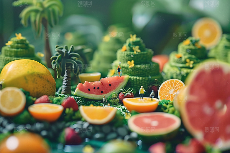 果蔬风景美食创意场景素材