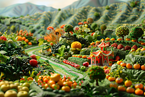果蔬风景食材创意场景素材