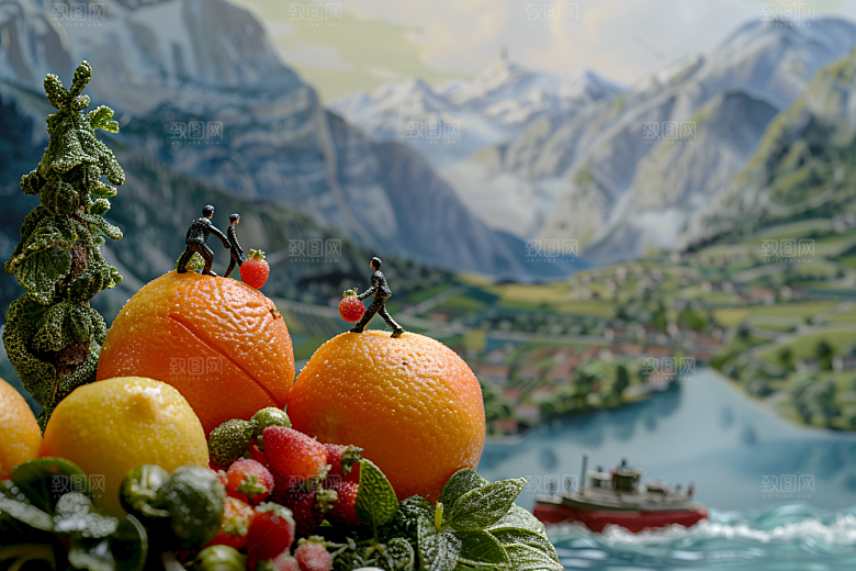 果蔬风景创意场景蔬菜水果素材