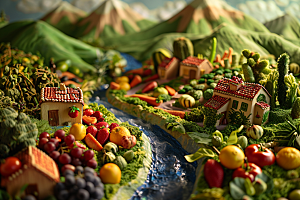 果蔬风景食物创意场景素材